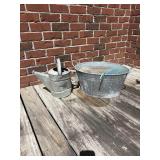 Galvanized watering can & wash basin