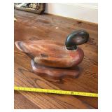 Signed 1979 wooden duck mallard decoy has crack