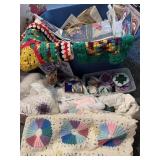Craft Lot - afghan, yarn, ribbons, afghan