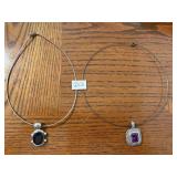 Pair of sterling necklaces and pendants Onyx &