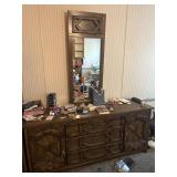 Vintage long dresser and mirror. Not contents