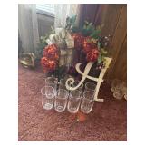 Wreath & Monogramed acrylic glasses