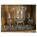 Glass lot - candle holder, stemware, punchglasses