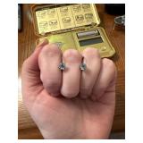 10k drop earrings with blue stone .82g