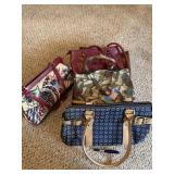 Purses lot - beaded, tapestry, cloth & pleather