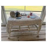 White Wicker Lamp Table