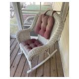 Wicker rocking chair and cushions