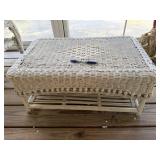White wicker coffee table