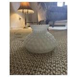 Antique Kerosene Lamp Shade Milk Glass  QUILTED