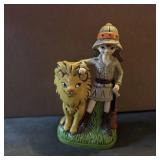 Chalkware Bank Safari Girl with Lion By Earl