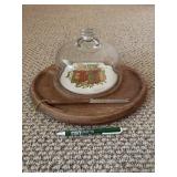 1960s Goodwood Cheese Dish w/ Glass Dome Corning
