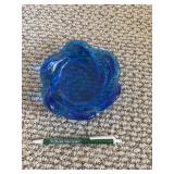 Fenton Art Glass Cobalt BLUE Swirl Ashtray 'B' MCM
