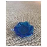Fenton Art Glass Cobalt BLUE Swirl Ashtray 'A' MCM