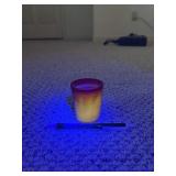 Amberina cadmium shot glass glows, small tumbler