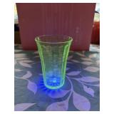 Green Hazel-Atlas Glass 3 3/4' Vaseline Uranium
