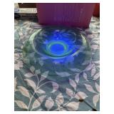 12' console BOWL Vaseline Green uranium glass
