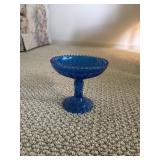Possible Fenton Diamond Glass Blue Candy Dish