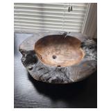Large Burl Wood Hand Carved Bowl