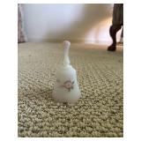 FENTON WHITE SATIN GLASS HAND PAINTED SMALL BELL