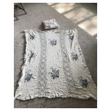 Vintage Crocheted Blanket & pillow Violets