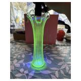 Vaseline Uranium Green Glass Swung vase