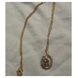 Krementz Gold Overlay Flower & Faux Pearl Necklace