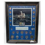 Framed US Coins of the 20th Century & Moon Landing