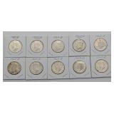 10 1968 D Silver Clad Kennedy Half Dollars