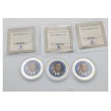 3 American Mint Life of Obama in Color Coins