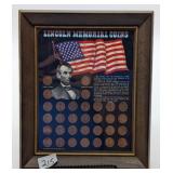 Framed Lincoln Memorial Pennies 1959-1972