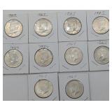 Ten 1967 Silver Clad Kennedy Half Dollars