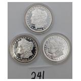 3 Silver PLATED Commemorative Morgan Dollar Coins