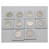 10 1967 Silver Clad Kennedy Half Dollars