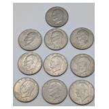 10 Eisenhower Dollars 1972 & 1976