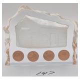 2009 Lincoln Penny Log Cabin Acrylic Paperweight