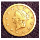 1852 O Liberty Head 1 Dollar Gold Coin
