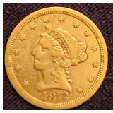 1873 S Liberty Head 2.5 Dollar Gold Coin Closed 3