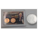 Lincoln Bicentennial Cents & Silver Plated Tribute