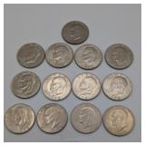 Thirteen 1972 Eisenhower Dollars
