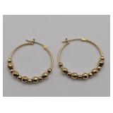 14k Beaded Hoop Earrings 1.8 Grams