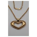 14k Heart Pendant w/ 20' Chain 2.8 Grams