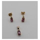 14k Ruby & Diamond Earrings & Pendant 1.1 gram