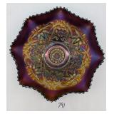 Northwood Wishbone Ruffle Bowl Amethyst Carnival