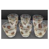 6 Libbey Golden Foliage Glasses