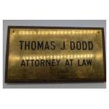 Thomas J Dodd Brass Plaque