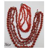 2 Coral Color Gem Necklaces