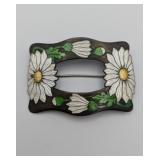 Art Nouveau Enamel Buckle Form Sterling Brooch