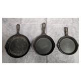 3 Cast Iron Skillets, one is Wapak