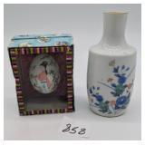 Chinese Hand Painted Egg and Asian Vase