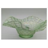 Fenton 3 Row Open Edge Bowl Ice Green Cracked